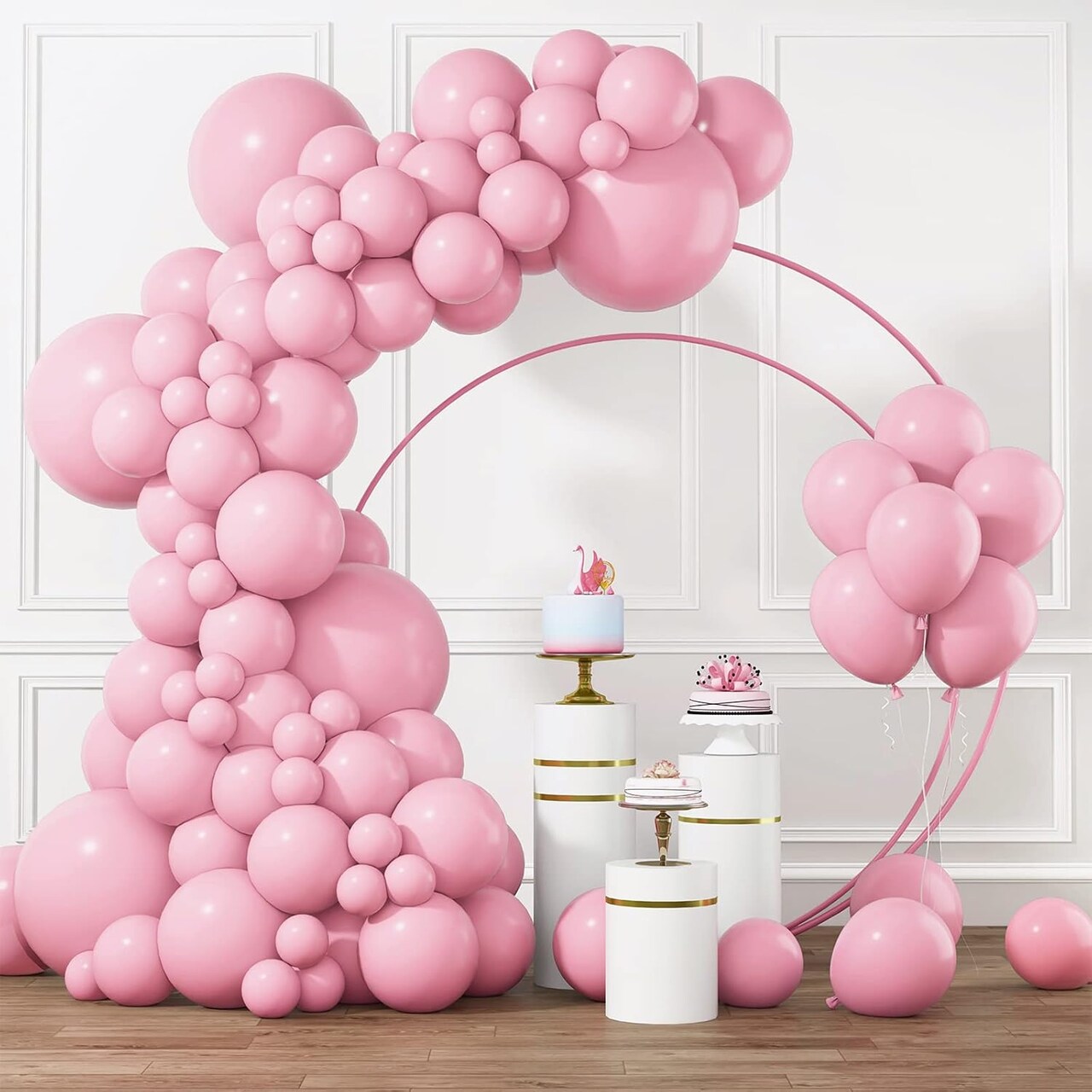 Pastel Pink Balloons Different Sizes 105pcs 5/10/12/18 Inch for Garland Arch, Pink Latex Balloon for Baby Shower, Gender Reveal Decorations